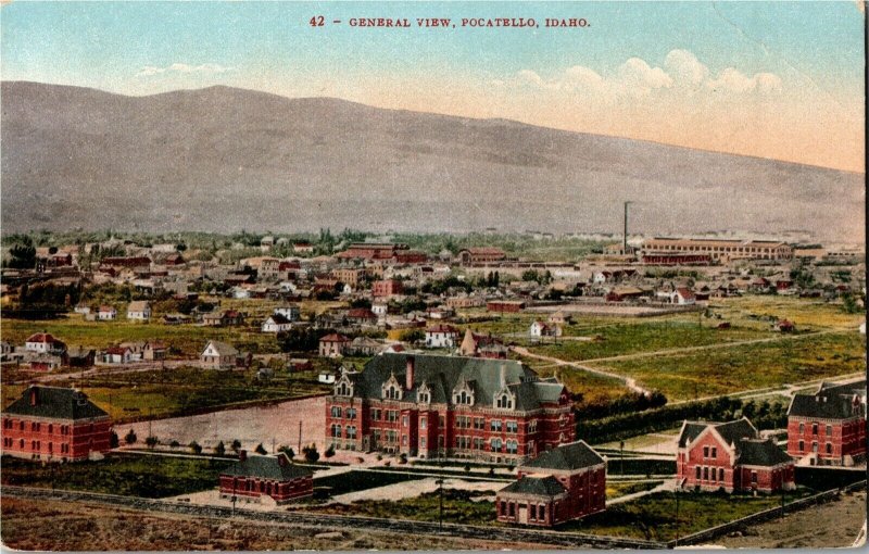 Aerial View of Pocatello ID Early 1900s Vintage Postcard C53 