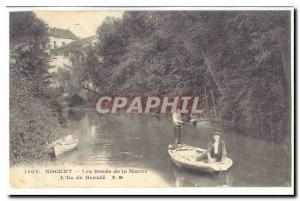 Nogent Old Postcard The Banks of the Marne & # L 39ile of beauty (boat walkers)
