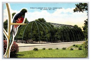 World's Largest Bird Cage Forest Park St Louis Missouri UNP Linen Postcard J19