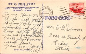 Linen Postcard Hotel Dixie Court in West Palm Beach, Florida