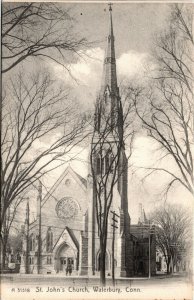 Postcard CT New Haven County Waterbury St. John's Church Rotograph UDB ~1905 H13