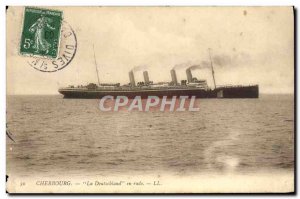 Old Postcard Cherbourg Deutschland stranded boat