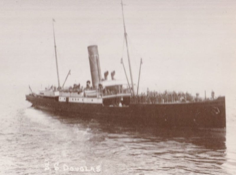 SS Douglas III Ship Ramsey Pier Isle Of Man Real Photo Postcard