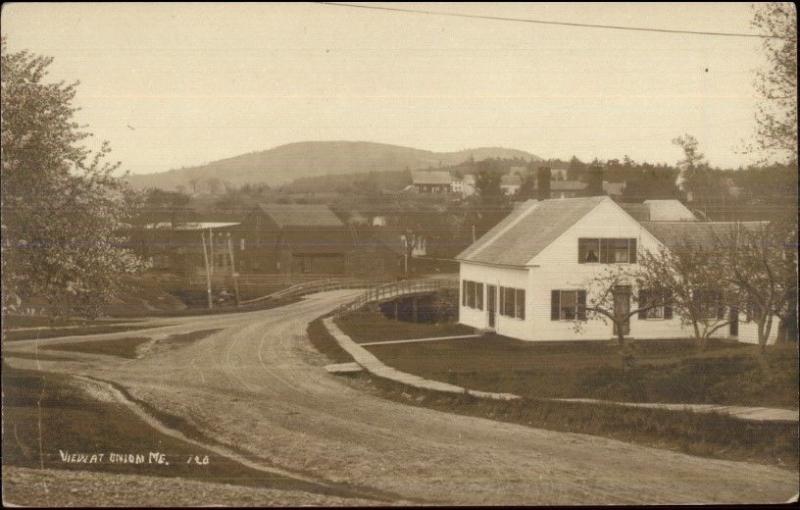 Union ME Road & Homes c1910 Real Photo Postcard