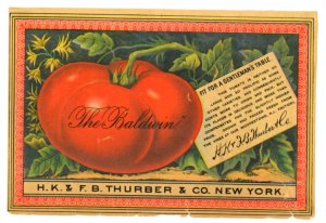 1870s-80s Thurber Can Label The Baldwin Tomato #6M