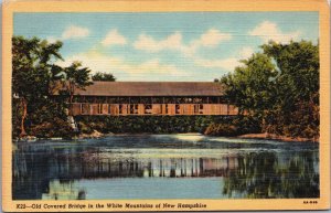 Old Covered Bridge White Mountains Of New Hampshire Linen Postcard C118