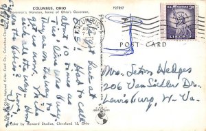 Governor's Mansion Columbus, Ohio OH Postcard