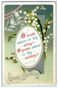 1910 Easter White Flowers Bells Embossed Clapsaddle Fairmount ND Posted Postcard