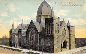 Washington Court House Ohio 1913 Postcard Grace M.E. Church w/ Parcel Post Stamp