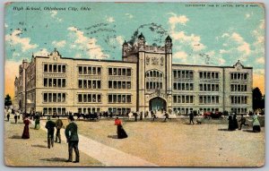 Oklahoma City Oklahoma 1910 Postcard High School Building