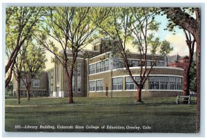 Greeley Colorado CO Postcard Library Building Colorado State College c1940's