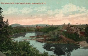 Vintage Postcard 1914 View The Batten Kill from Salem Street Greenwich N. Y.