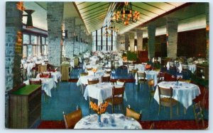 Jasper Park Lodge Lac Beauvert restaurant interior Canada chrome Postcard