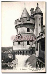 Pierrefonds Old Postcard The castle Part of facade and views of the station