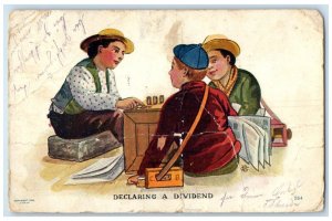 1907 Boys Coins Declaring A Dividend Chicago Illinois IL Posted Antique Postcard