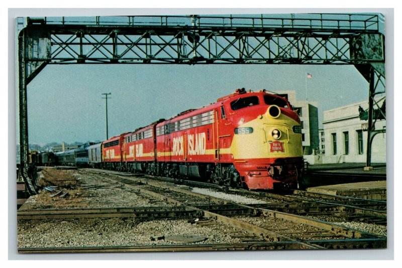 Vintage 1971 Postcard Quad Cities Rocket Locomotive Train in Joliet Illinois