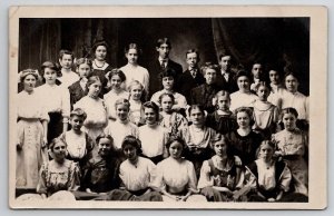 RPPC Large Class Edwardian School Students Lovely Girls Few Men Postcard M22