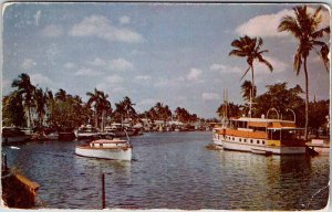 Postcard BOAT SCENE Fort Lauderdale Florida FL AK8136