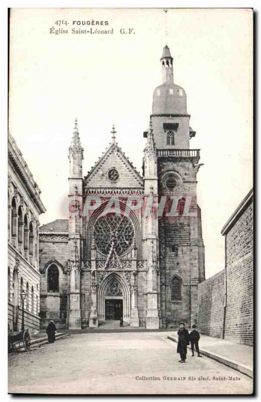 Old Postcard Fougeres Eglise Saint Leonard