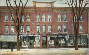 Rochester New Hampshire NH Barker Block Street Scene Storefront c1910 Postcard