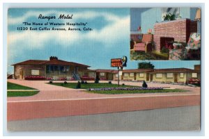 c1940s Ranger Motel, East Colfax Avenue, Aurora Colorado CO Vintage Postcard