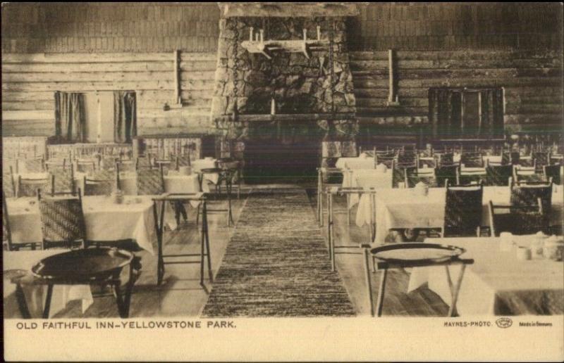 Yellowstone National Park Old Faithful Inn Interior Haynes Sepia UDB c1905 PC 