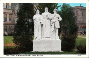 Postcard MONUMENT SCENE Green Bay Wisconsin WI AI2162