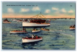 c1940 Motor Boating On Sunny Seas Atlantic City New Jersey NJ Unposted Postcard