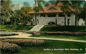 C-1910 Rockford Illinois Pavilion Sinnissippi Park Postcard 6684