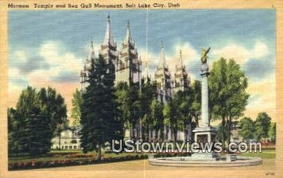 Mormon Temple & Sea Gull Monument - Salt Lake City, Utah UT  