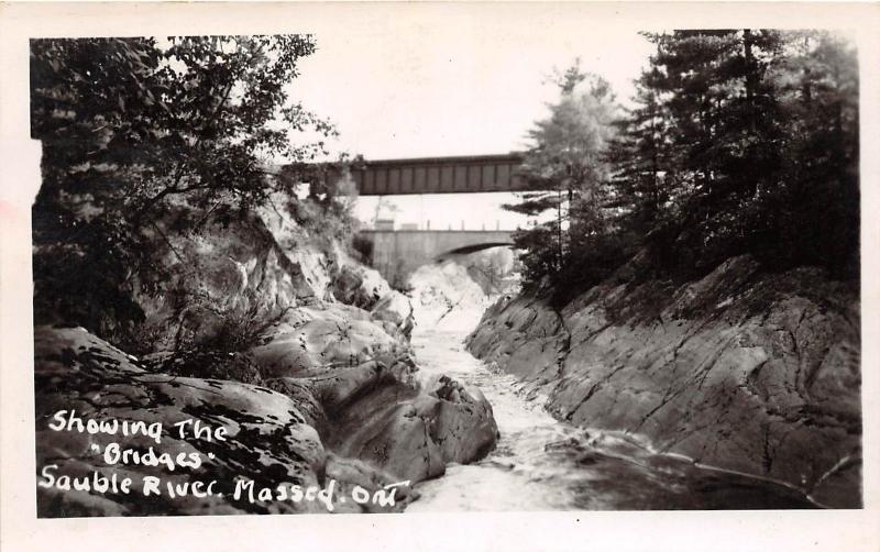 C32/ Massey Canada Ontario Real Photo RPPC Postcard c40s Bridges Sauble River