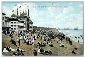 1910 Surf Bath House Exterior Sand Swimsuit Swim Ocean Park California Postcard 