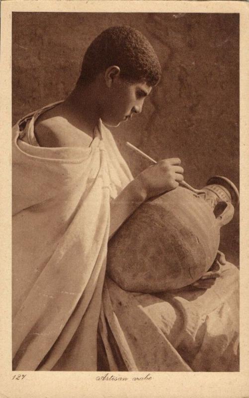 Arabian Artist paints a Vase (1920s) L. & L. 127 Postcard