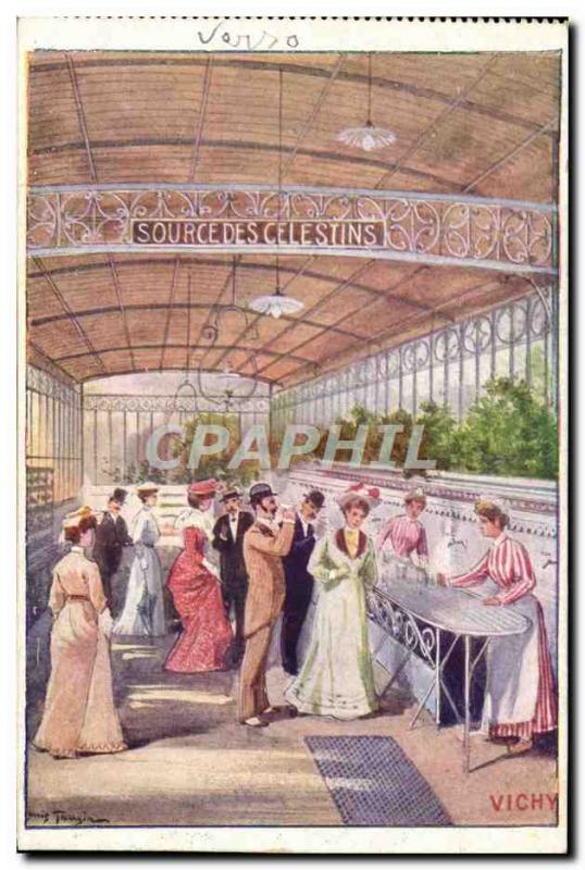 Postcard Old Cures Vichy Source of Celestins