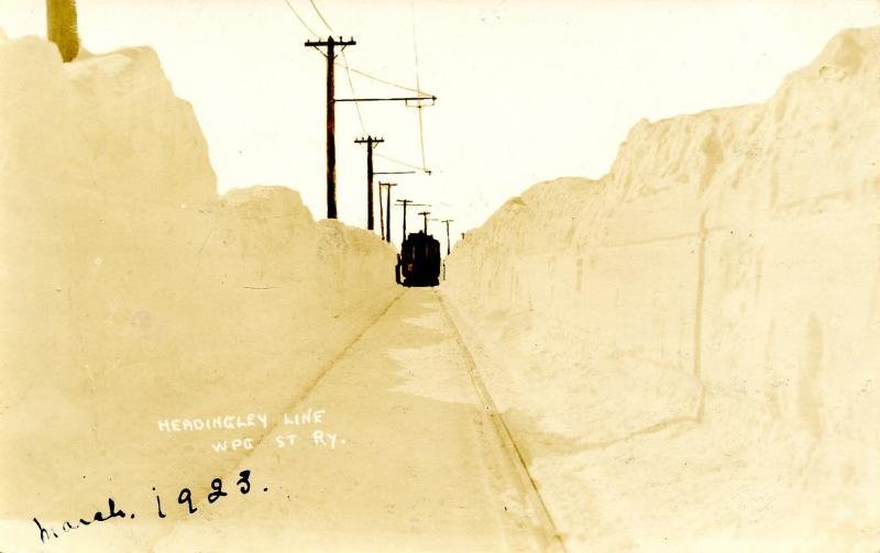 Canada - Manitoba, Winnipeg. Snowstorm, March 1923. Headingley Line, Winnipeg...