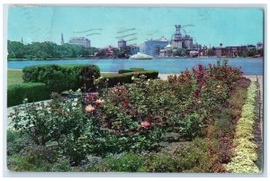 1963 Scenic View Rose Garden Lake Eola Orlando Florida Antique Vintage Postcard