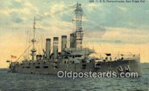 USS Pennsylvania, San Diego, CA Military Battleship 1915 crease right bottom ...