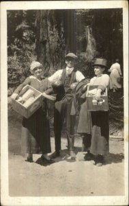 Camping - People Woods Crates of Food Watermelons Real Photo Postcard c1920