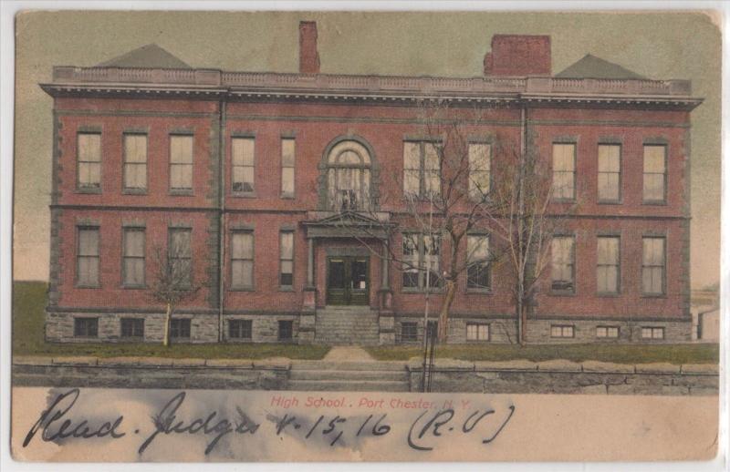 High School Port Chester NY New York Front View of Building 1900’s Postcard