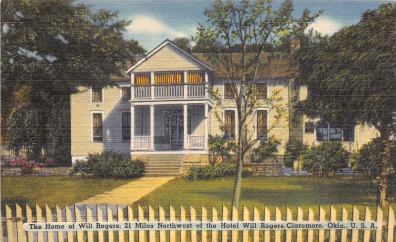 CLAREMONT OK LOT OF 3 POSTCARDS 1940s WILL ROGERS BIRTHPLACE + MEMORIAL + STATUE