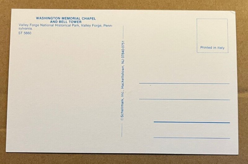 UNUSED  POSTCARD - WASHINGTON MEMORIAL CHAPEL & BELL TOWER , VALLEY FORGE, PA.