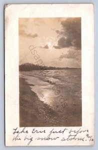 J93/ Conneaut Ohio RPPC Postcard c1910 Lake Erie Shore Sunset 288