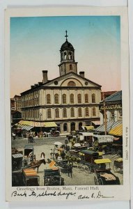 Boston Greetings from Faneuil Hall Metallic Windows 1906 Royersford Postcard C17