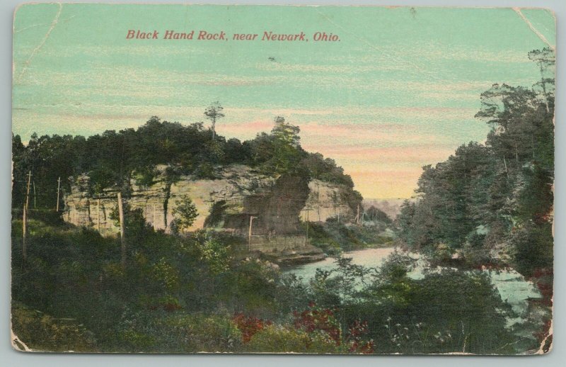 Newark Ohio~Black Hand Rock Air View of Forest & Lake~Vintage Postcard