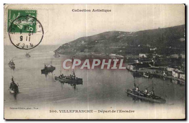 Old Postcard Villefranche Travel from I Boat Wing