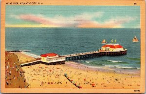 Vtg Atlantic City New Jersey NJ Heinz Pier Beach View 1940s Old Linen Postcard