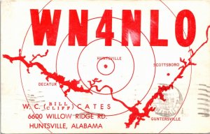 Radio QSL Postcard AL Huntsville WN4NL0 W. C. Bill Cliff Cates 1963 S74