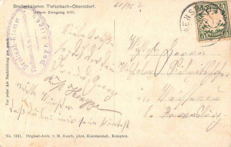 A224 Germany 1910 Breitachklamm Tiefenbach Oberstdorf Cliffs vintage postcard