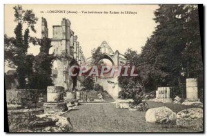 Old Postcard Longpont Inside view of the Ruins of the & # 39Abbaye