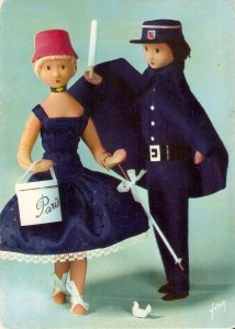 Peynet. Dolls couple. Series The Lovers  Modern French  artist drawn postcard